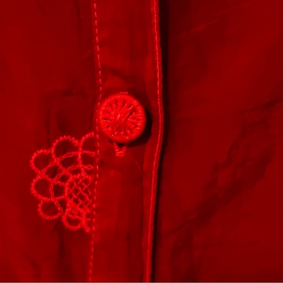 Johnny Was Antik Lace Collared Long Sleeve Blouse Red embroidered fairy whimsy M - Picture 12 of 16